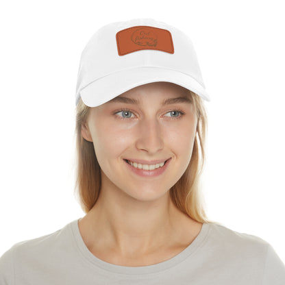 Out Fishing Dad Hat with Leather Patch (Rectangle)