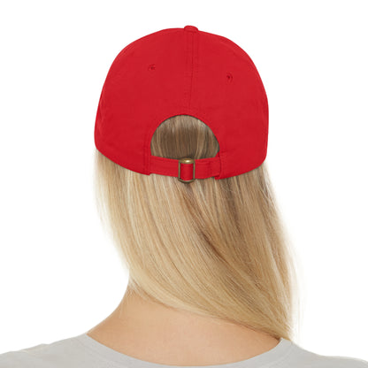 Out Fishing Dad Hat with Leather Patch (Rectangle)