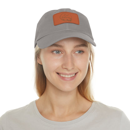 Out Fishing Dad Hat with Leather Patch (Rectangle)