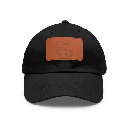 Out Fishing Dad Hat with Leather Patch (Rectangle)